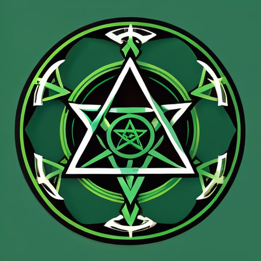 magic seal, Aleister Crowley's unicursal hexagram, Interwoven unicursal hexagram, spell, sacred, secret, green,not a hexagram  sticker