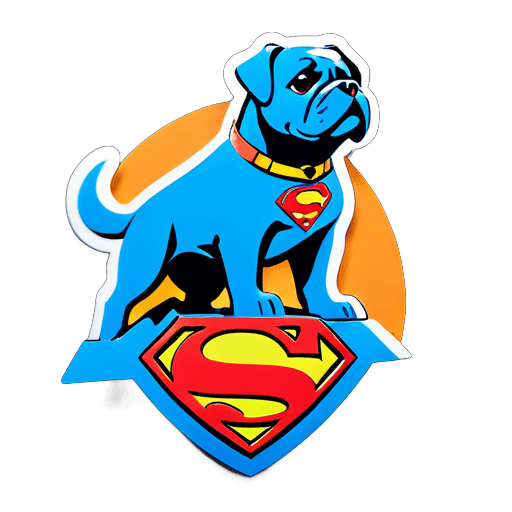 superman on top of dog
 sticker