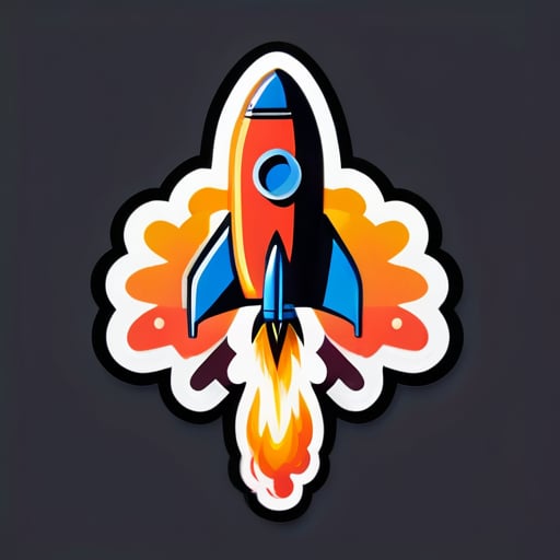 Design a sticker featuring a rocket ship blasting off with a Bitcoin symbol." sticker
