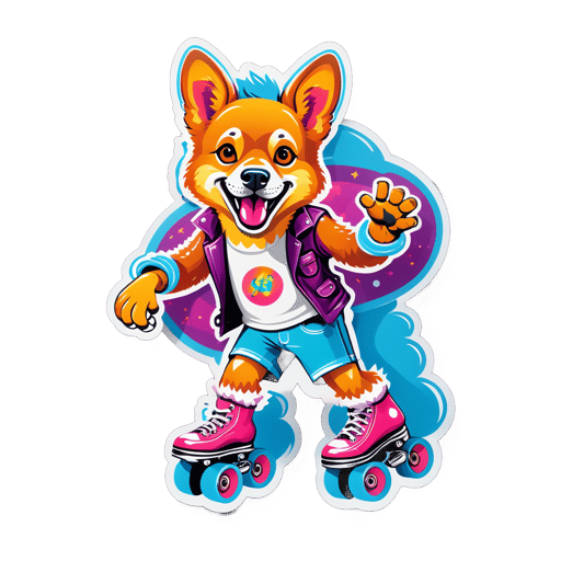 Disco Dingo with Roller Skates sticker