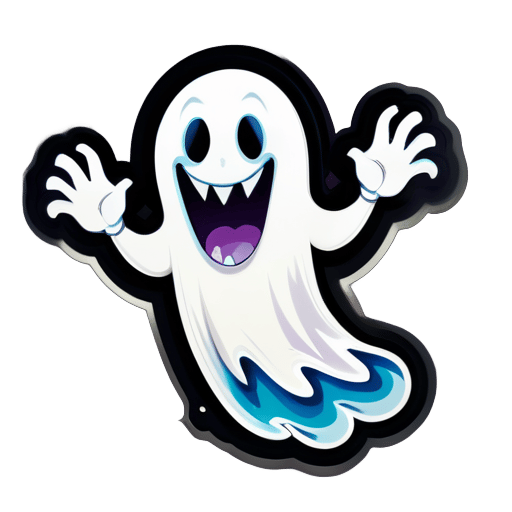friendly ghost zooming out of trouble faded background of outside of a movie thether sticker