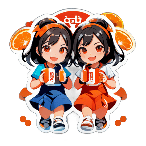 可樂和橙子，是兩個女孩的小名，一對好姐妹，小名有著美好的寓意，可橙，又有可以成功的意思 sticker