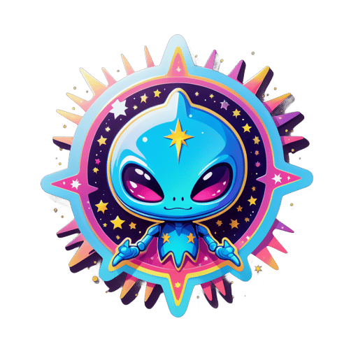 Glänzender Stern Alien sticker