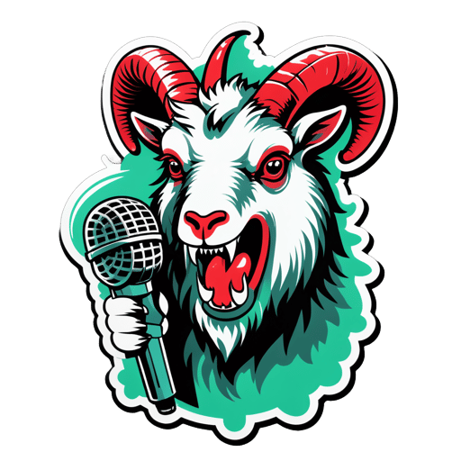 Grindcore Goat with Microphone sticker