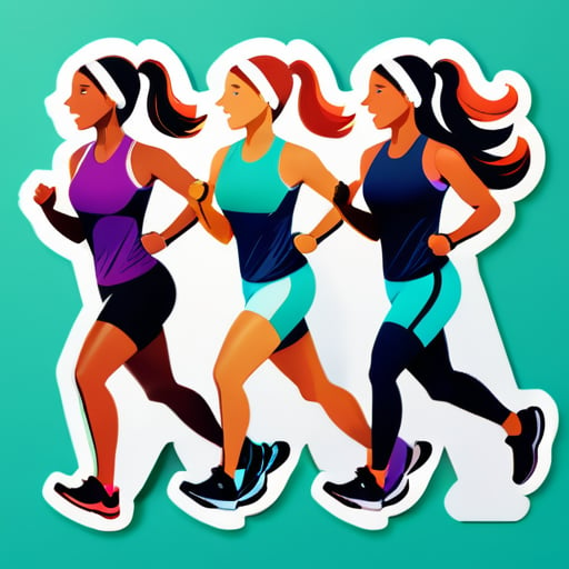 group of women  jogging sticker