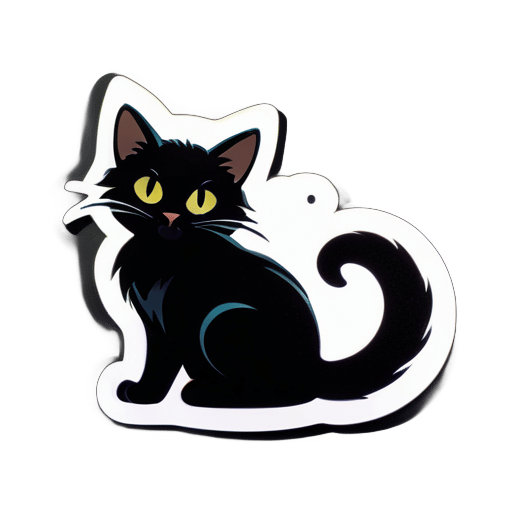 Black cat sticker