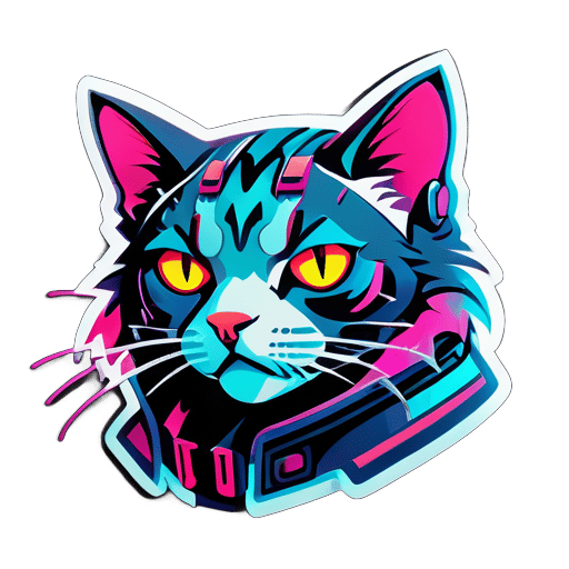 Mèo Cyberpunk sticker