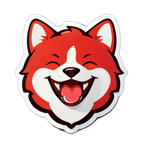 Cão Shiba Inu vermelho, sorrindo, com a língua para fora, com padrão de número dezessete no corpo sticker