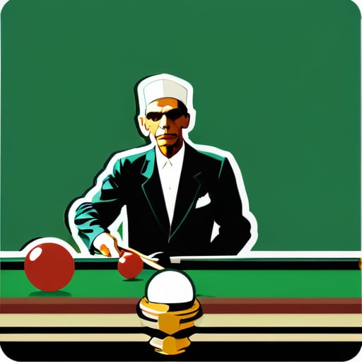 Quaid e Azam Muhammad Ali Jinnah spielt Billard sticker