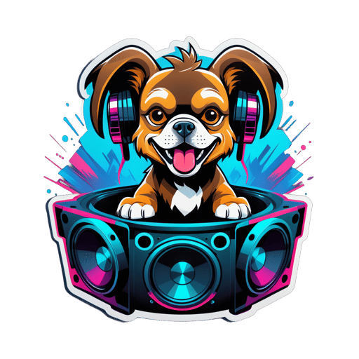 Perro Dubstep con Subwoofer sticker