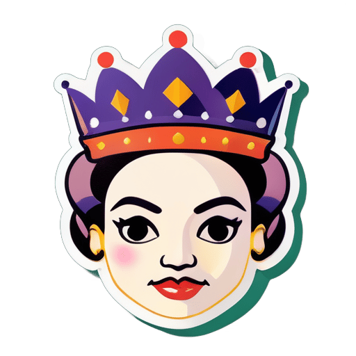 generar la cara de la reina con corona en la cabeza sticker