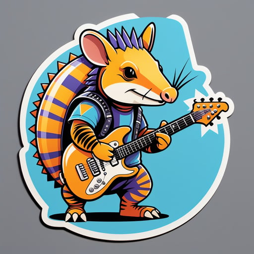 Alt-Rock Armadillo with Electric Guitar sticker