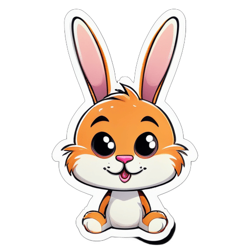 这是一个卡通肖像搞笑幼儿园素描绘制的高瘦有趣的兔子样生物插图 sticker