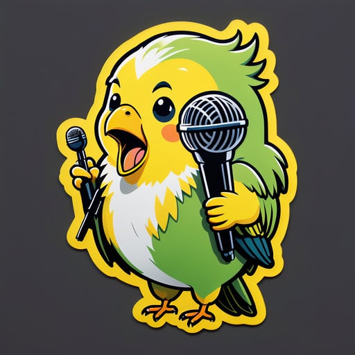 Chim Hoàng Yến hát với Micro sticker