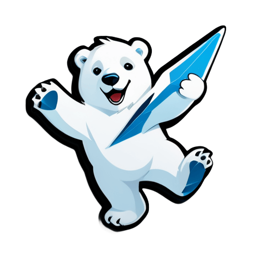 polar bear playing with a paper plane sticker