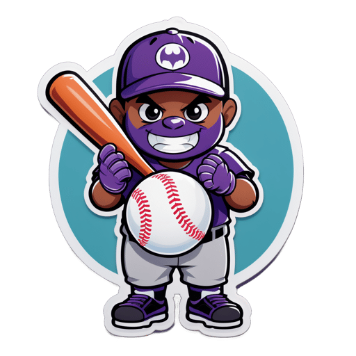 Un murciélago con un bate de béisbol en su mano izquierda y un guante de béisbol en su mano derecha sticker