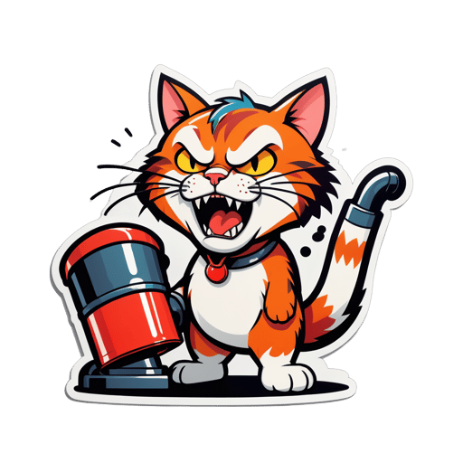 Angry Cat Hissing at a Vacuum sticker