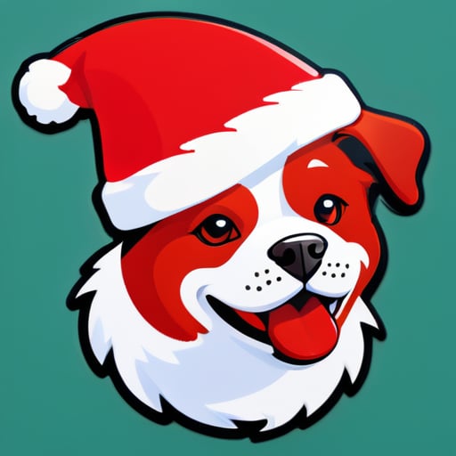 một con chó, mũ đỏ Giáng Sinh, tuyết sticker