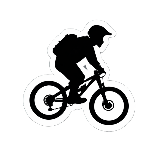 Mountainbike-Abfahrer fahren den Berg hinunter, während sich der Staub von den Rädern aufwirbelt sticker