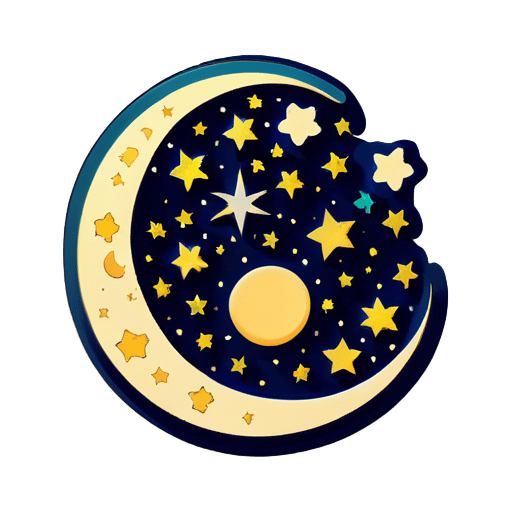 The stars and the moon in the night sky sticker