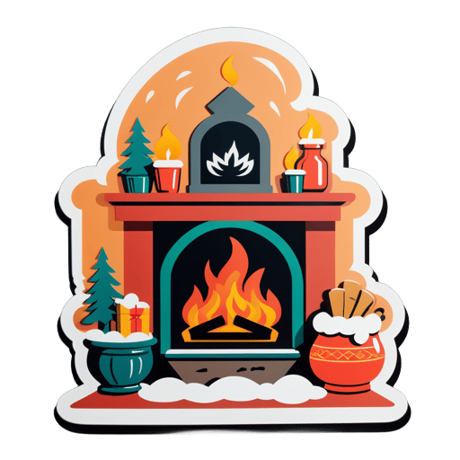 Cozy Fireplace Scene sticker