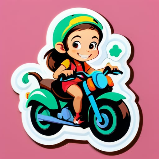 一个女孩骑猴子 sticker