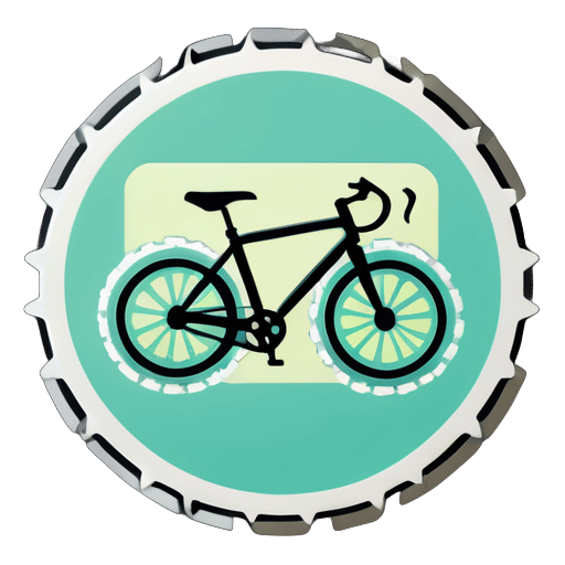 Một chiếc xe đạp có một chiếc yên làm bằng lưỡi dao và bánh xe là dây lưỡi cưa sticker