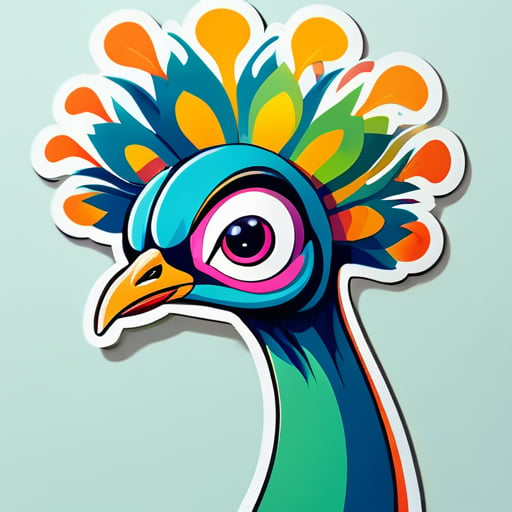 This Is An Illustration Of Cartoon Portrait Funny Nursery Schetch Drawn Tall Thin Funny peacock Like Creature sticker