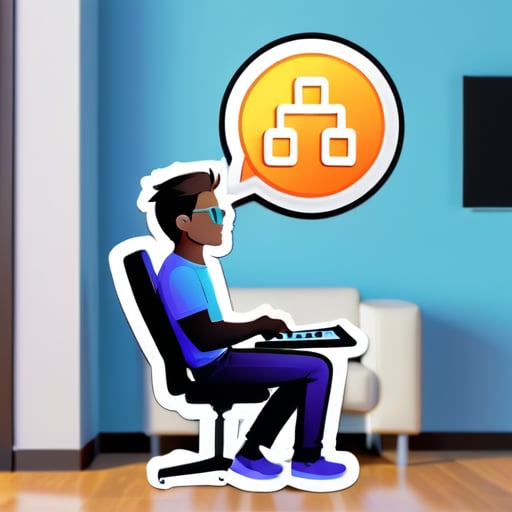 Man coding in the living room ステッカー sticker