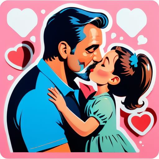 Father kissing daughter sticker