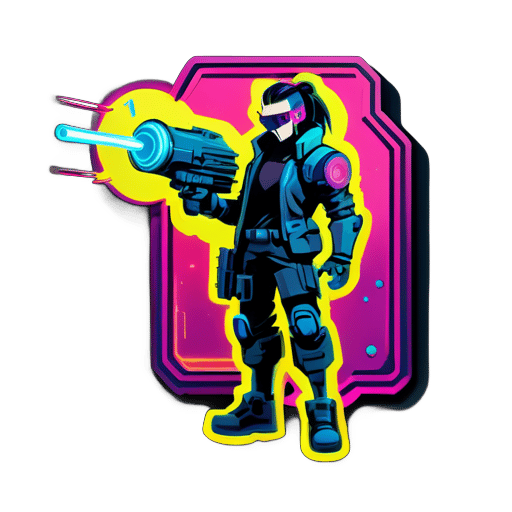 Cyberpunk avec canon à rayons sticker