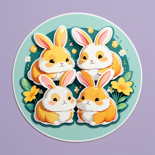 Rotund Honey Rabbits sticker
