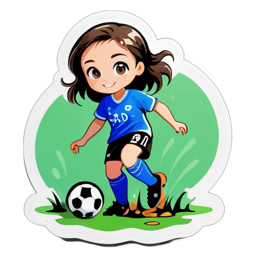 A girl fell in puddle of dirt while playing soccer sticker
