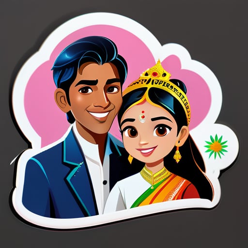 Myanmar 여자인 Thinzar가 인도 남자인 프린스와의 관계 sticker