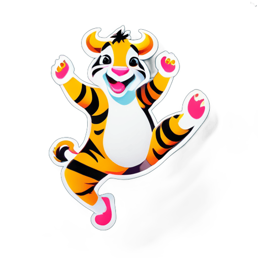 một con bò nhảy múa cùng một con hổ cái sticker