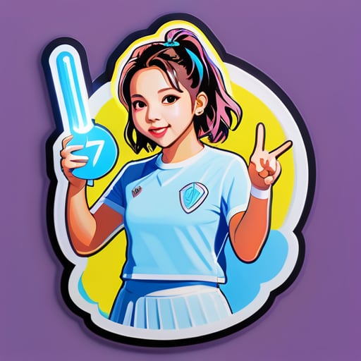 Twice Chaeyoung with their light stick sticker