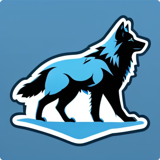 거대한 회색 늑대 실루엣, 얼음처럼 푸른 강조가 더해져 있습니다. 'ArcticHowl Gaming'이라는 텍스트는 강하고 현대적으로 굵은 글씨체로 작성되어 있습니다. sticker