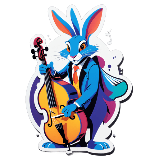 Jazz Jackrabbit mit Kontrabass sticker