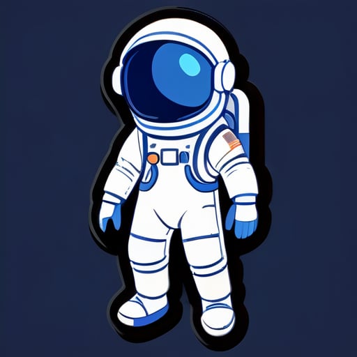宇航員頭像 on Nintendo style，一筆畫成，只有深藍色，極簡風格 sticker