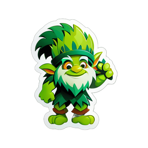 grüner Troll trägt einen Baum auf der Schulter Bild im Text "WoodTech" sticker