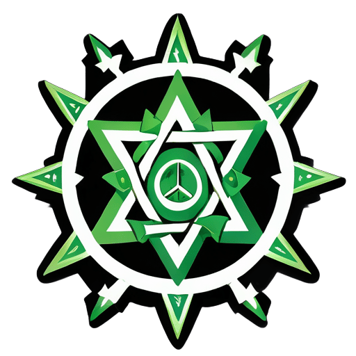 phong ấn ma thuật, unicursal hexagram của Aleister Crowley, unicursal hexagram xen kẽ, bùa, linh thiêng, bí mật, màu xanh, không phải là hexagram, không phải là ngôi sao, phong ấn của orichalcos sticker