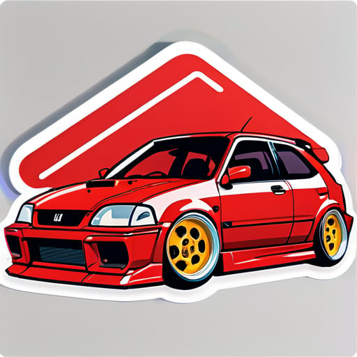 Red Honda civic ek4 static sticker