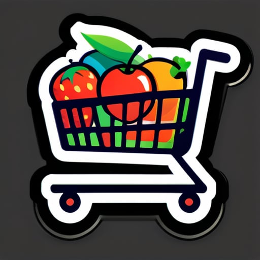 샤도크 과일에 작은 쇼핑 카트 이미지를 넣으세요. 온라인 상점을 위해 만들어야 합니다. 온라인 상점 이름은 '샤드곡트'입니다. sticker