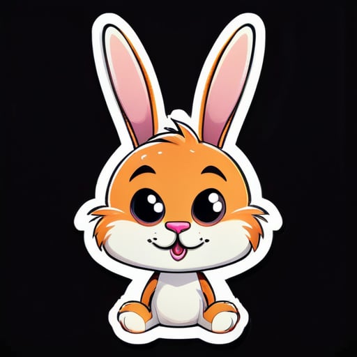 Esta é uma ilustração de um retrato de desenho animado engraçado de um esboço de berçário desenhado de um alto e magro criatura engraçada parecida com um coelho, adesivo sticker