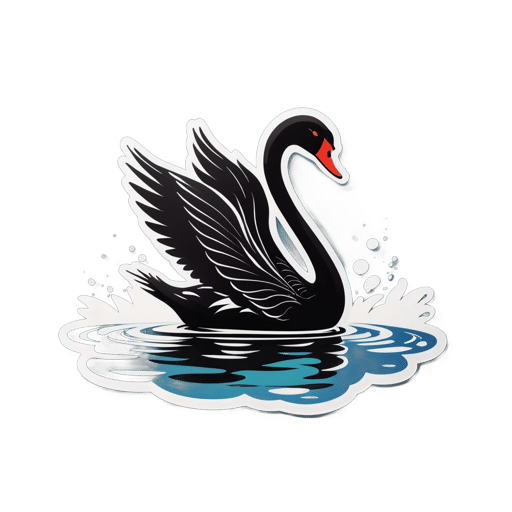 Cygne noir glissant sur un lac sticker
