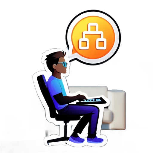 Man coding in the living room ステッカー sticker