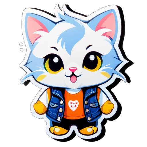 Wearing a vest kitten sticker
