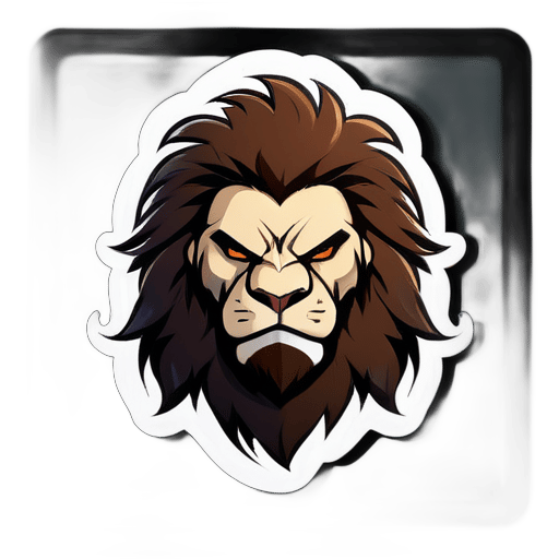 Un cazador musculoso con cabello y un rostro que se asemeja al de un león macho. sticker