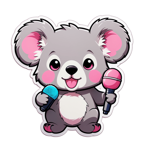 Koala dễ thương với mic hồng sticker