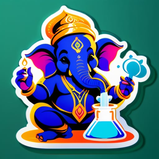 Herr Ganesha macht Chemie im Labor sticker